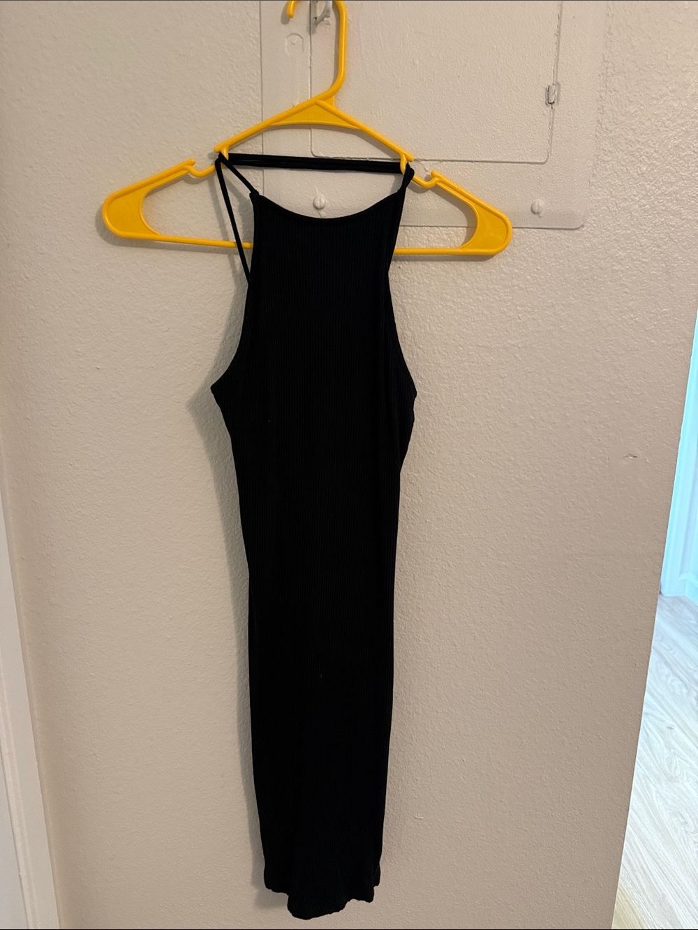 H&M Black Ribbed Halter Neck Midi Dress